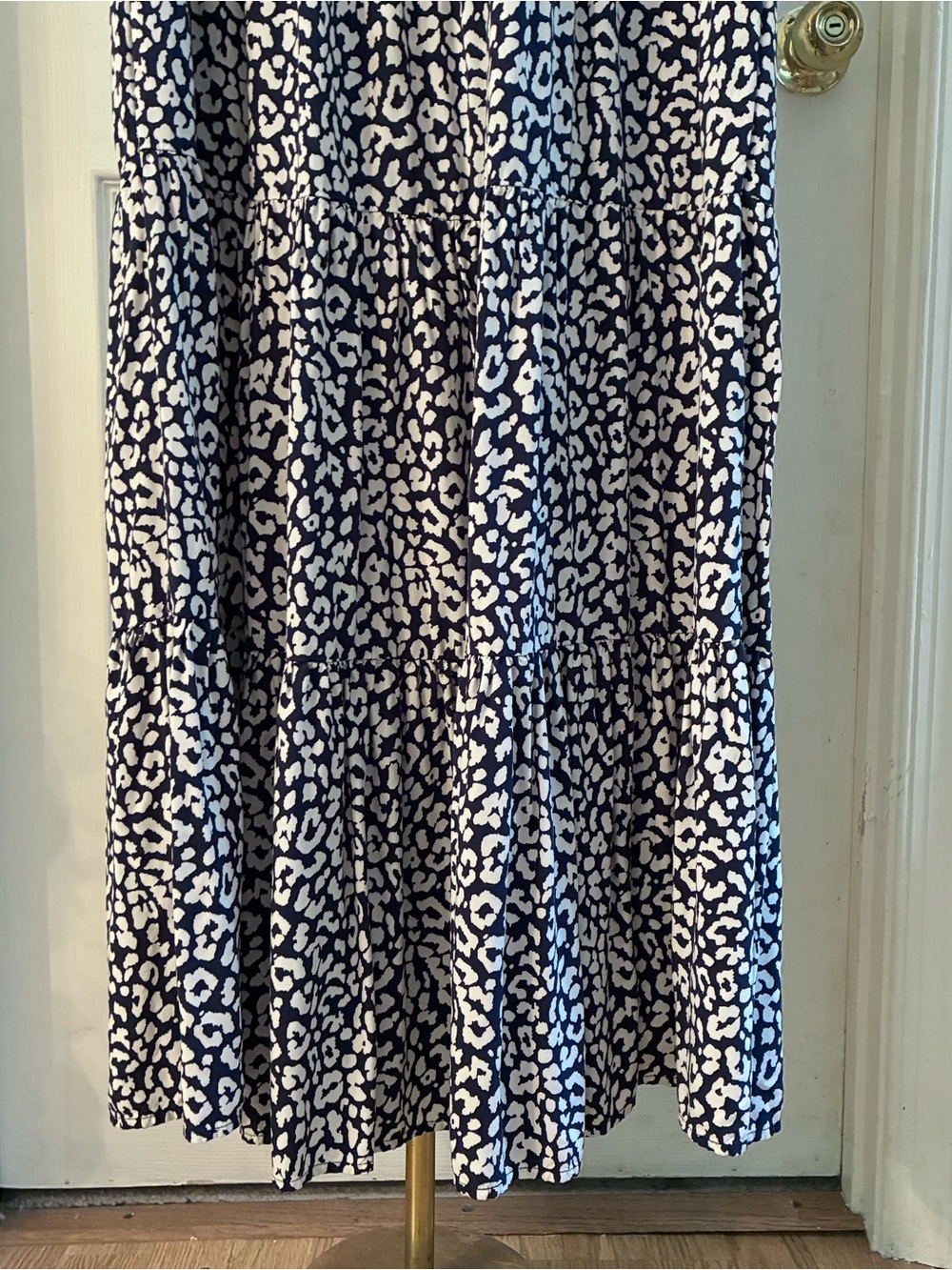 J. Crew Navy Blue Leopard Print Tiered Midi Dress - Picture 4 of 8